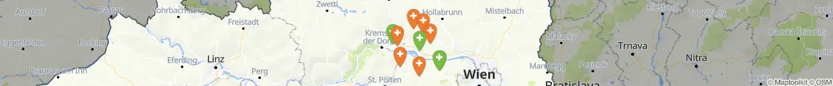 Kartenansicht für Apotheken-Notdienste in der Nähe von Kirchberg am Wagram (Tulln, Niederösterreich)